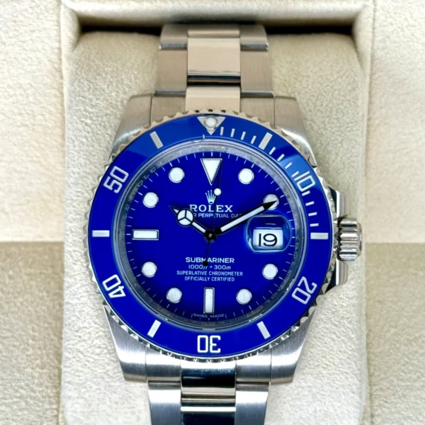 2018 Rolex Submariner "Smurf" 40mm 116619LB White Gold Blue Dial