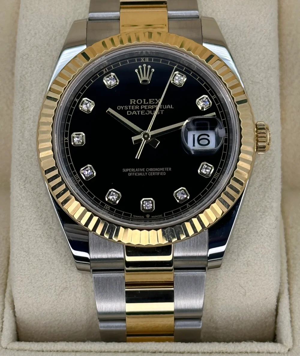 2023 Rolex Datejust 41mm 126333 Two-Tone Oyster Black Diamond Dial