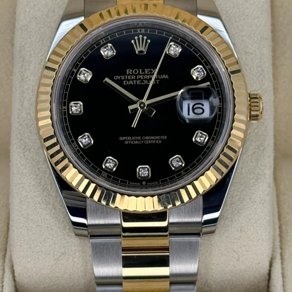 2023 Rolex Datejust 41mm 126333 Two-Tone Oyster Black Diamond Dial