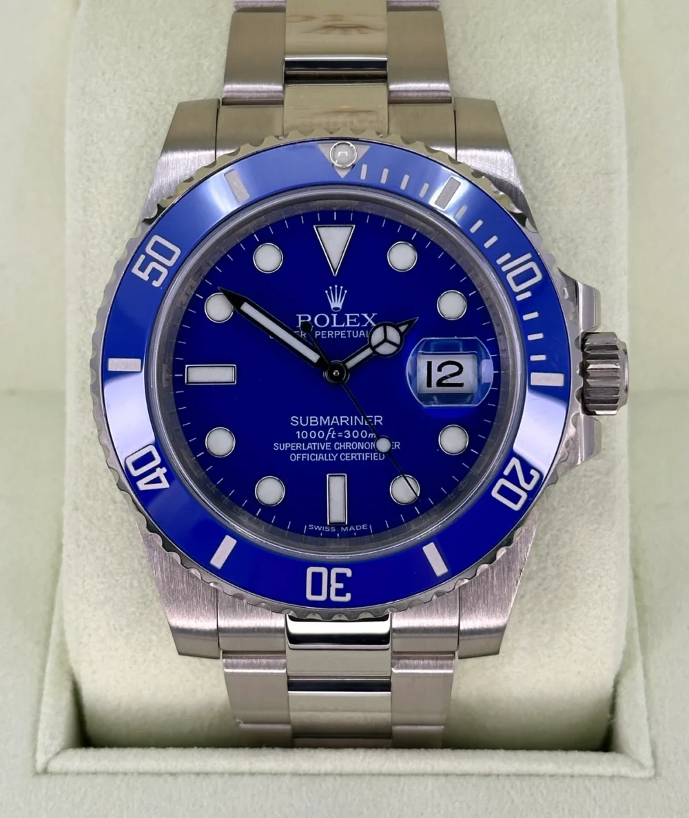 2009 Rolex Submariner “Smurf” 40mm 116619LB White Gold Blue Dial
