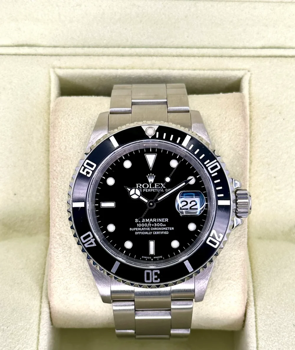 2002 Rolex Submariner Date 40mm 16610 Stainless Steel Black Dial