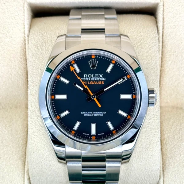 2014 Rolex Milgauss 40mm 116400GV Stainless Steel Black Dial