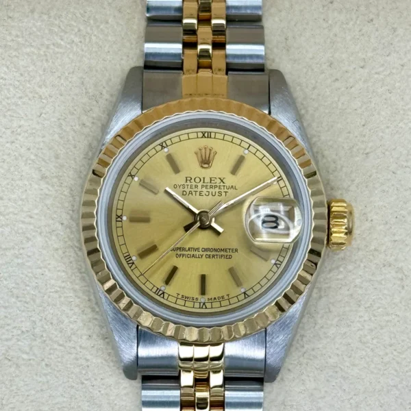 1990 Rolex Lady Datejust 26mm 69173 Two-Tone Jubilee Champagne Dial