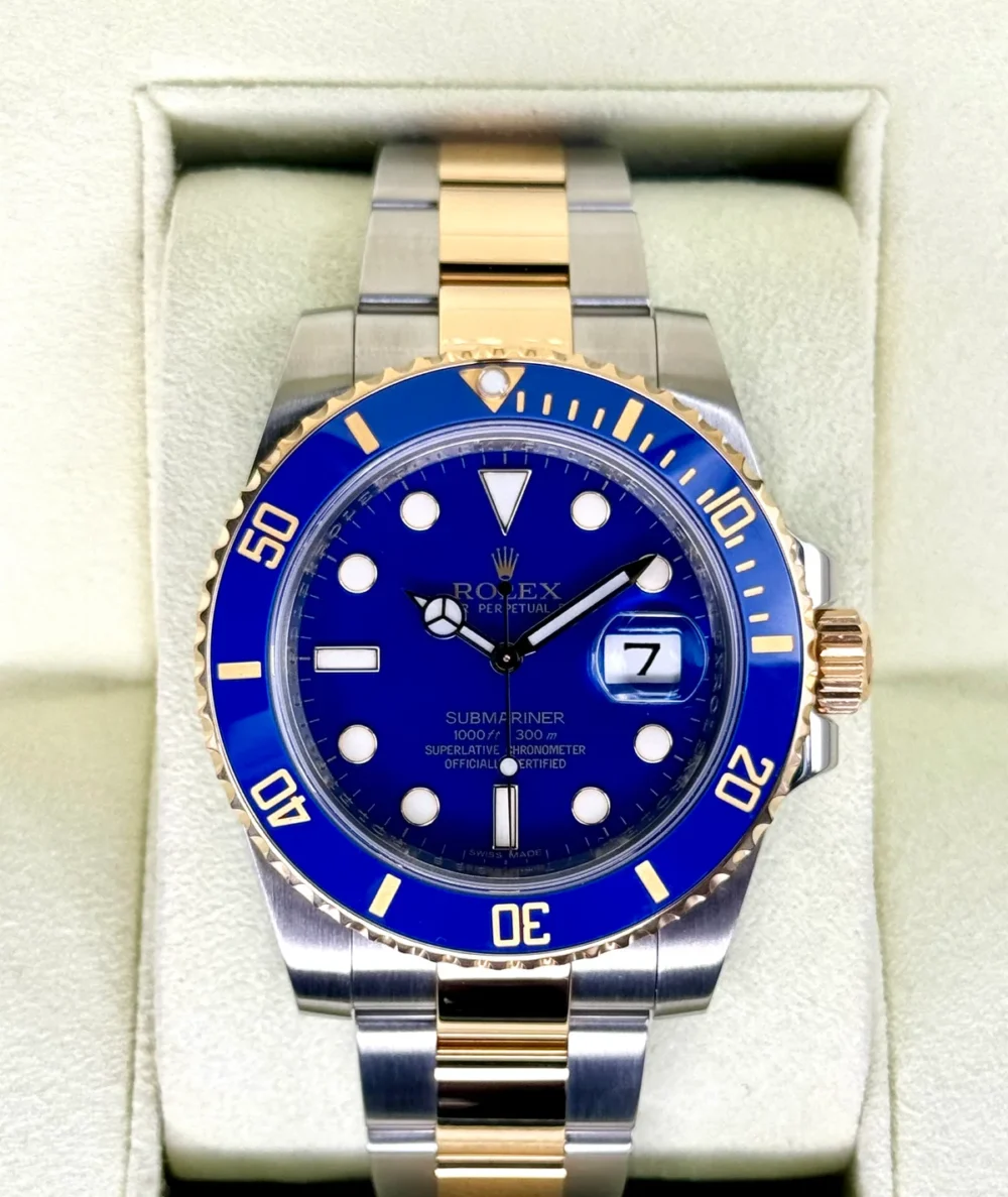 2010 Rolex Submariner "Bluesy" 40mm 116613LB Two-Tone Flat Blue Dial