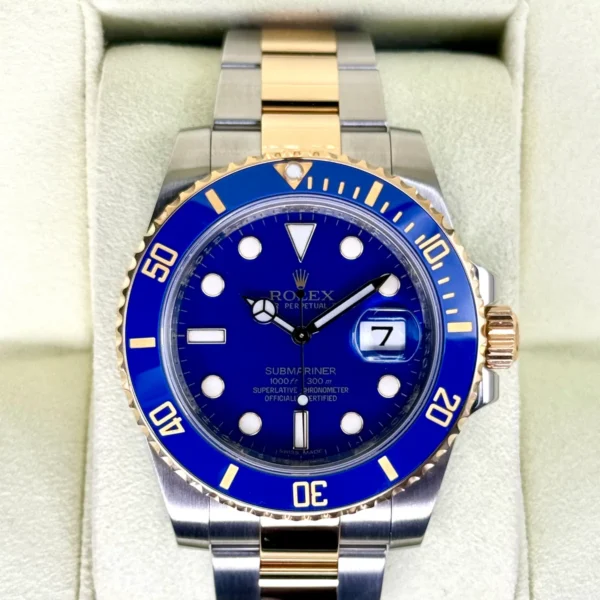 2010 Rolex Submariner "Bluesy" 40mm 116613LB Two-Tone Flat Blue Dial