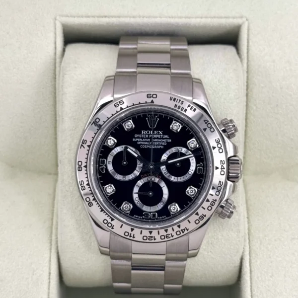 2009 Rolex Daytona 40mm 116509 White Gold Black Diamond Dial