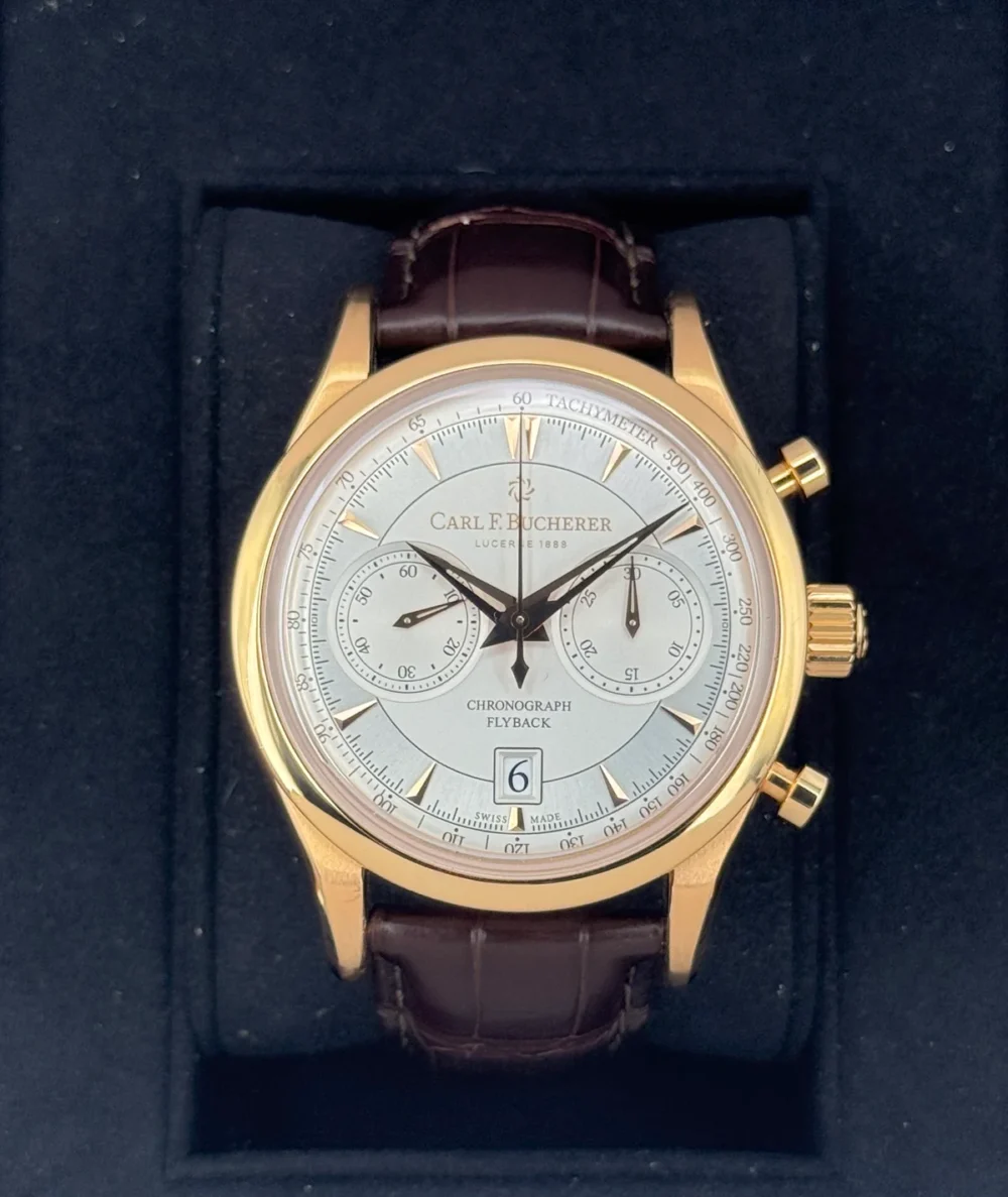 2020 Carl F. Bucherer Manero Flyback 43mm Rose Gold Silver Dial