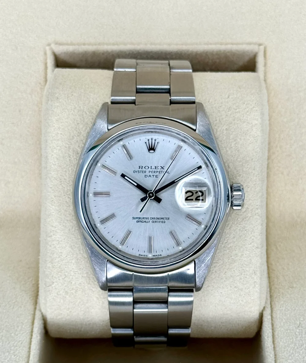 1983 Rolex Oyster Perpetual Date 34mm 1500 Stainless Steel Silver Dial