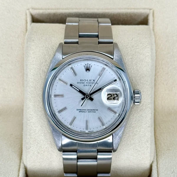 1983 Rolex Oyster Perpetual Date 34mm 1500 Stainless Steel Silver Dial