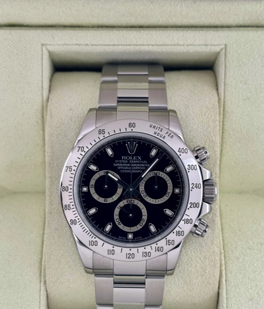 2009 Rolex Daytona 40mm 116520 Stainless Steel Black Dial
