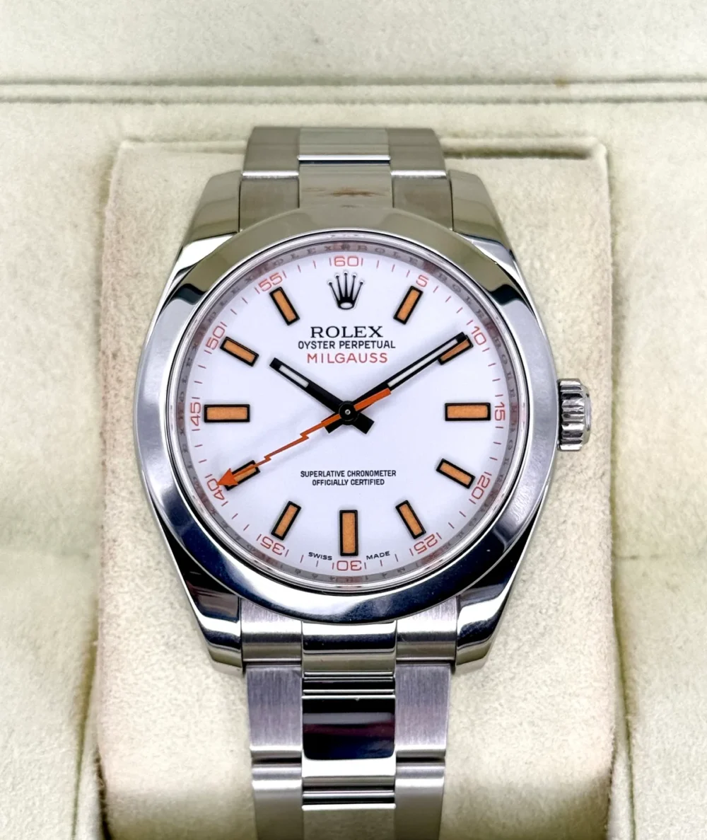2008 Rolex Milgauss 40mm 116400 Stainless Steel White Dial