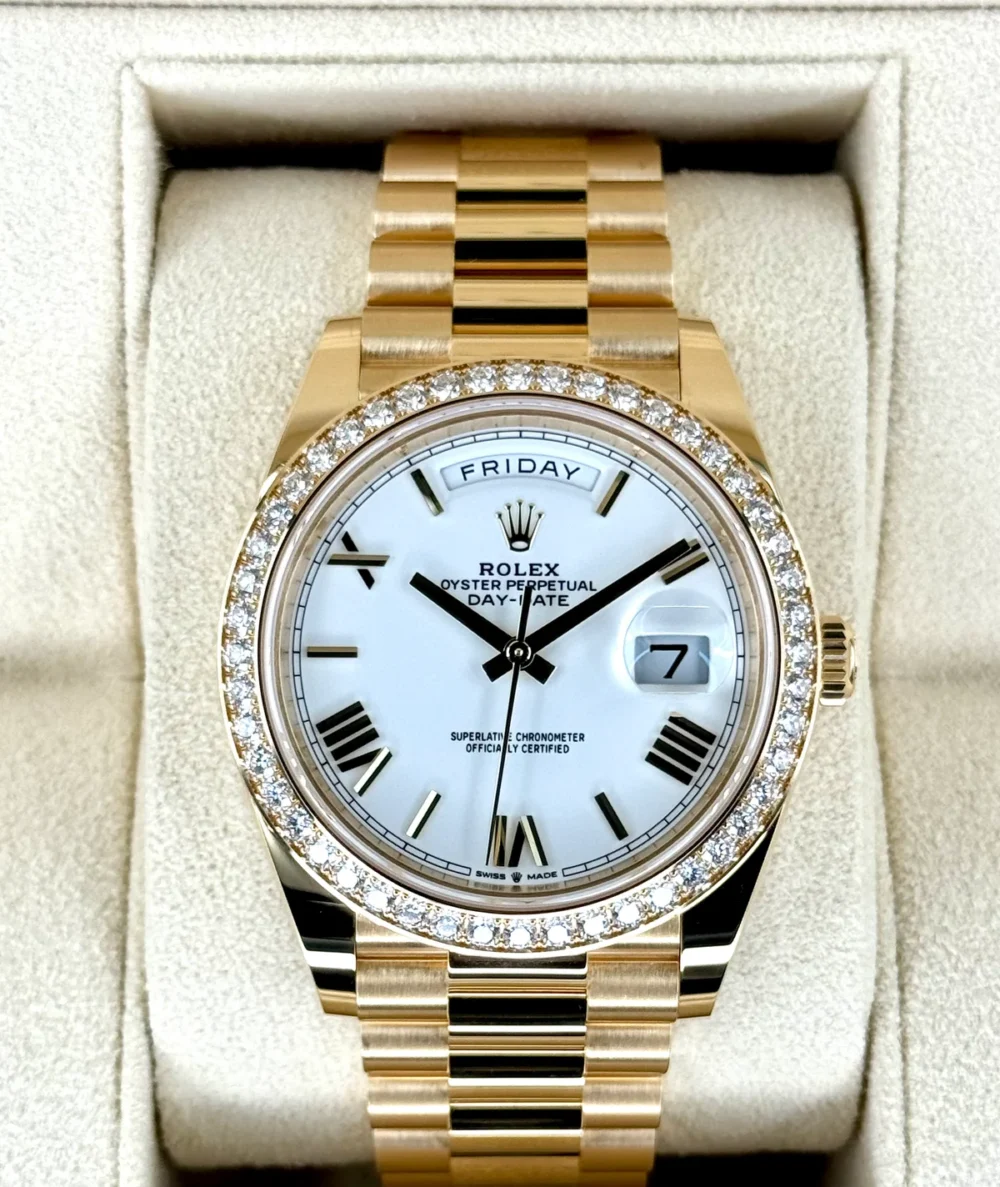 New 2024 Rolex Day-Date 40mm 228348RBR Presidential White Dial