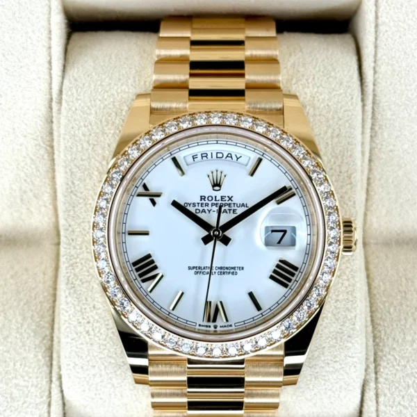 New 2024 Rolex Day-Date 40mm 228348RBR Presidential White Dial
