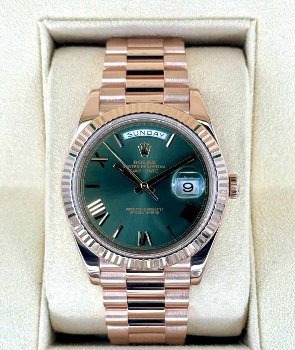 2019 Rolex Day-Date 40mm 228235 Presidential Rose Gold Olive Dial