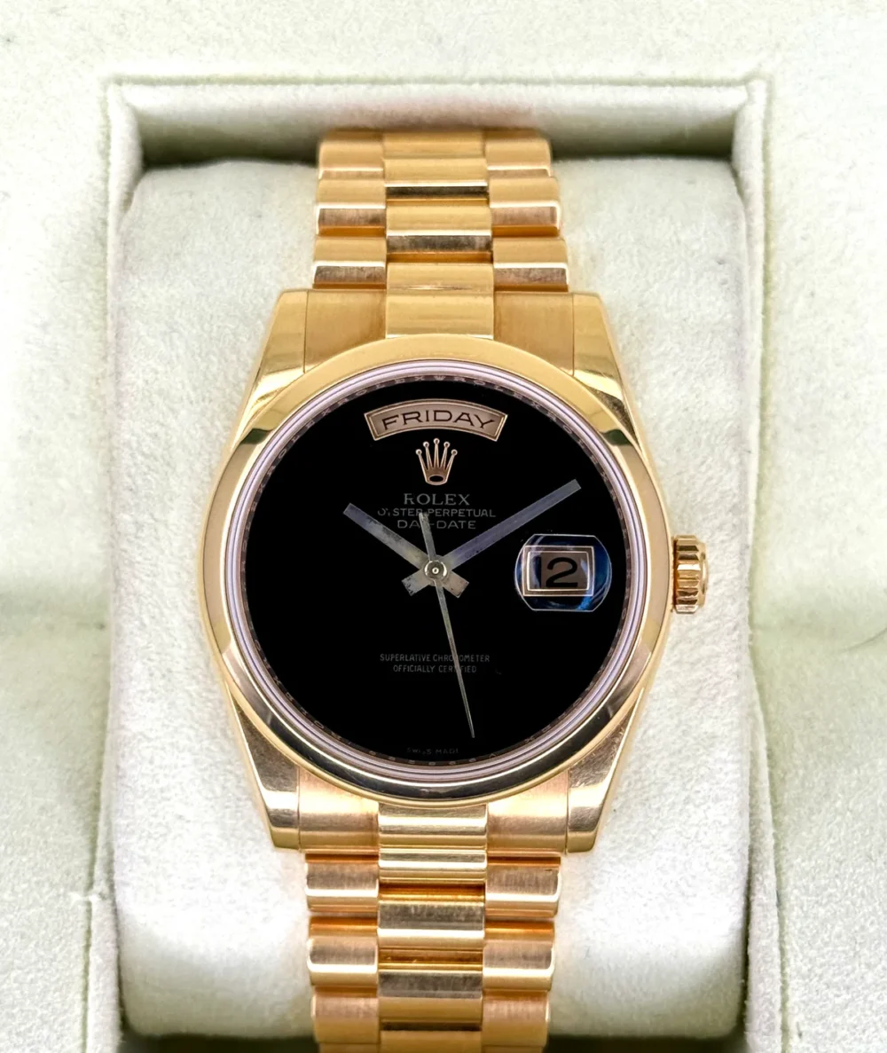 2011 Rolex Day-Date 36mm 118208 Presidential Black Onyx Dial