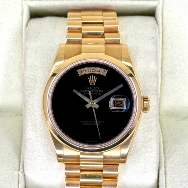 2011 Rolex Day-Date 36mm 118208 Presidential Black Onyx Dial