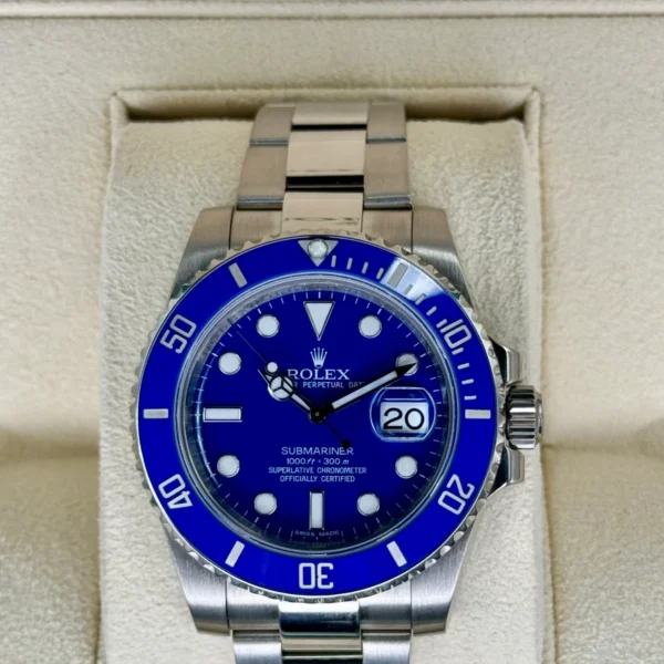 2012 Rolex Submariner "Smurf" 40mm 116619 White Gold Blue Dial