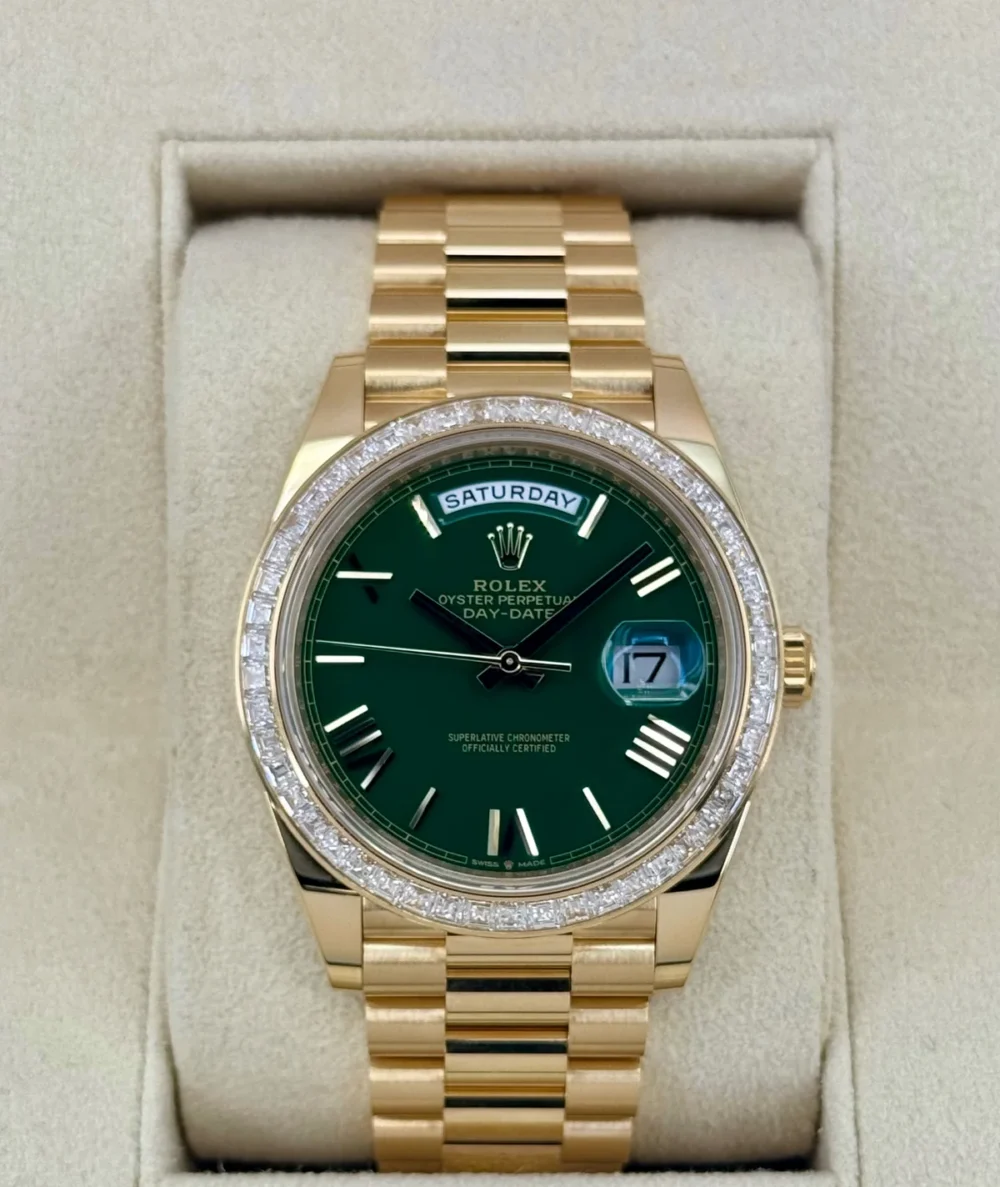 2023 Rolex Day-Date 40mm 228398TBR Presidential Yellow Gold Green Dial