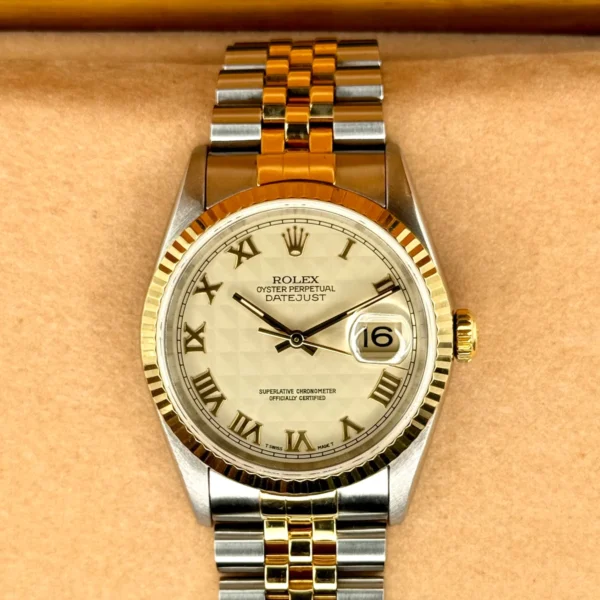 1995 Rolex Datejust 36mm 16233 Two-Tone White Pyramid Dial