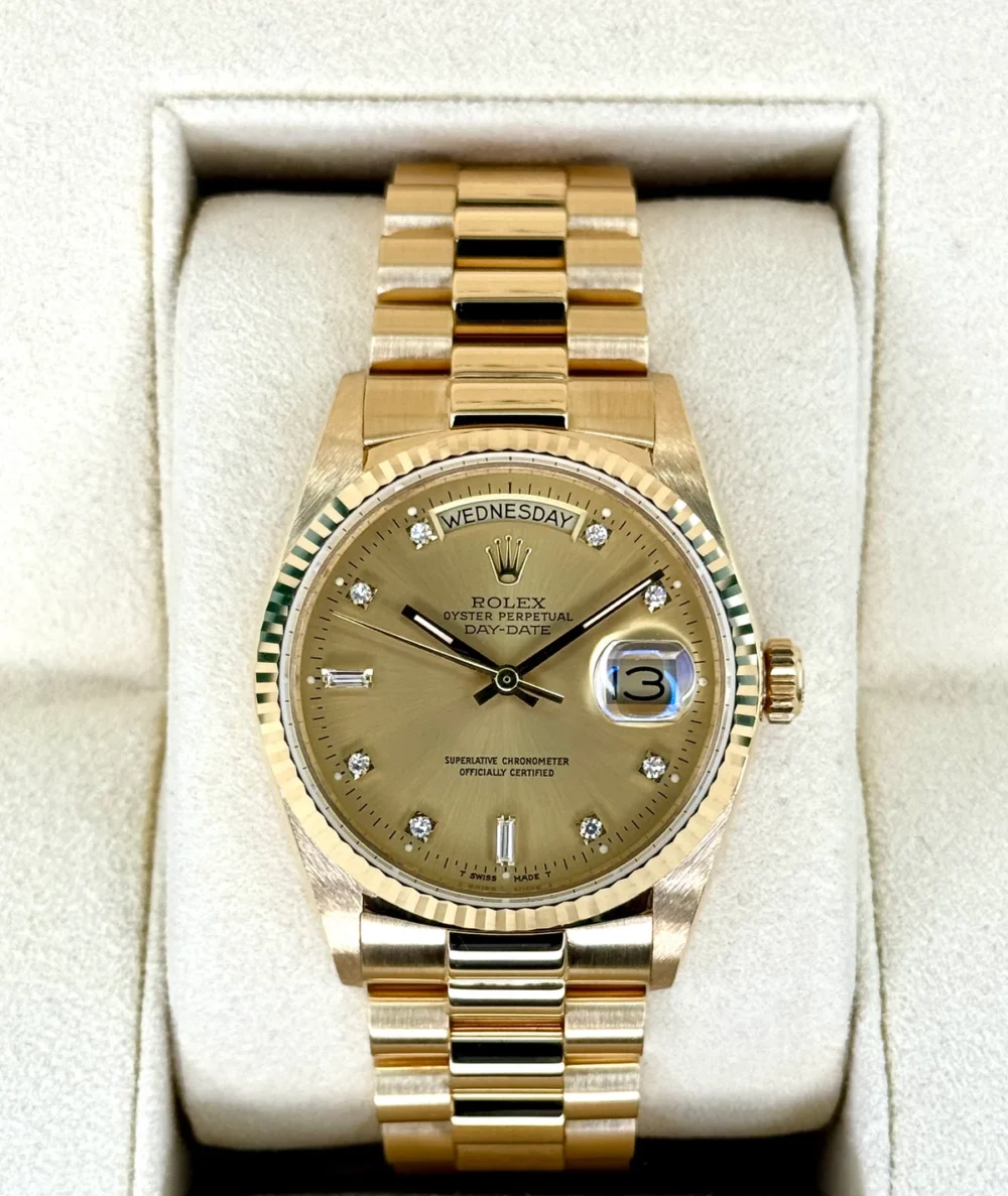 1987 Rolex Day-Date 36mm 18038 Presidential Champagne Diamond Dial