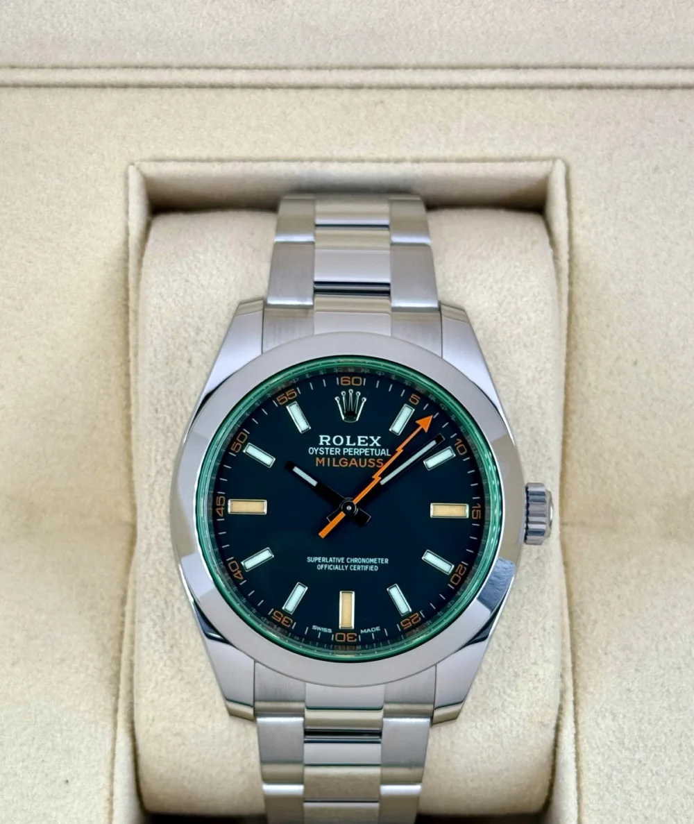 2021 Rolex Milgauss 40mm 116400GV Stainless Steel Black Dial