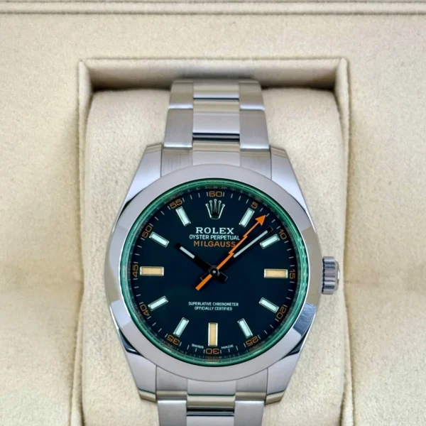 2021 Rolex Milgauss 40mm 116400GV Stainless Steel Black Dial
