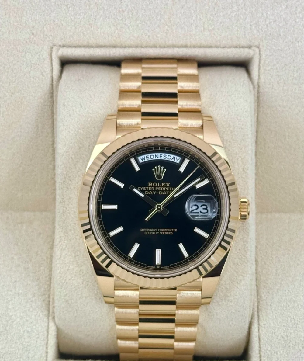 NEW 2025 Rolex Day-Date 40mm 228238 Yellow Gold Black Dial